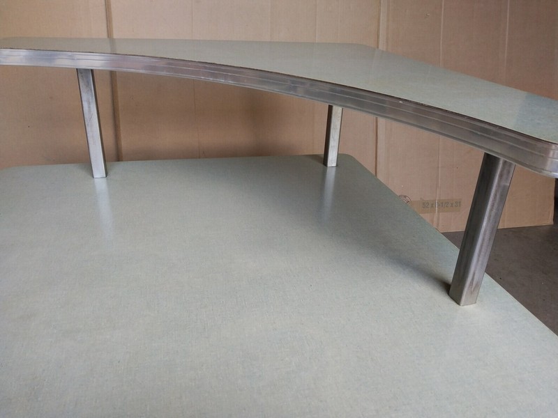 Vintage Blue Green Mid Century Modern Formica 2 Tier Boomerang Atomic end table gallery