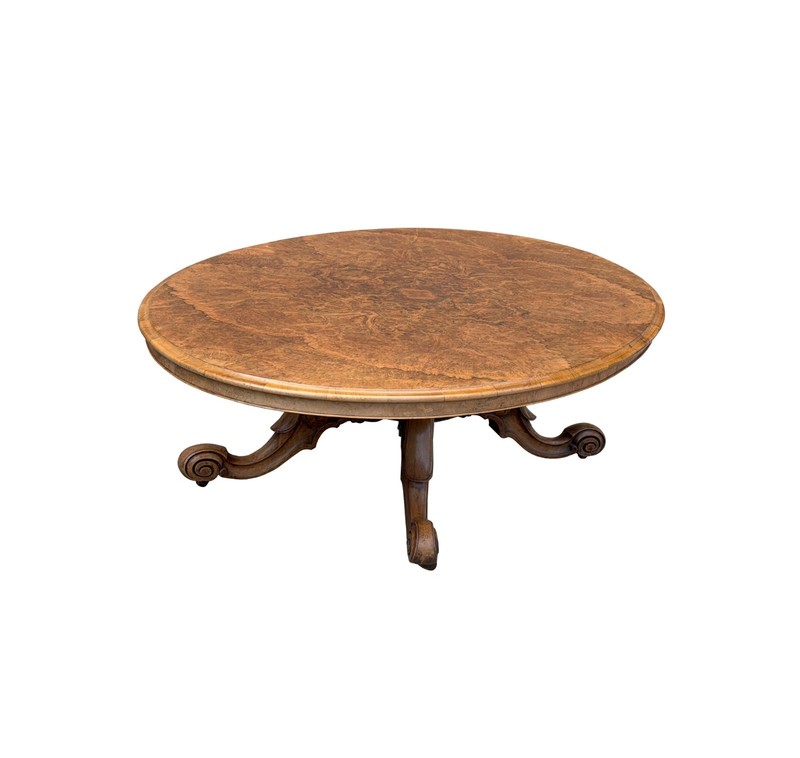 Vintage Estate Burl Walnut Wood Large Oval Low Coffee Table GB648 gallery