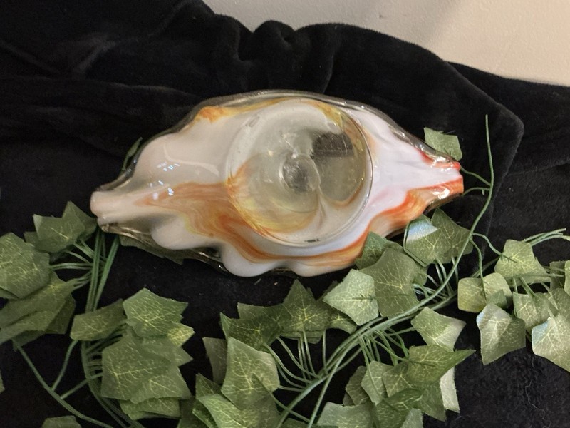 Orange And White Oval Collector Table Piece Very Heavy A Very Unique. gallery