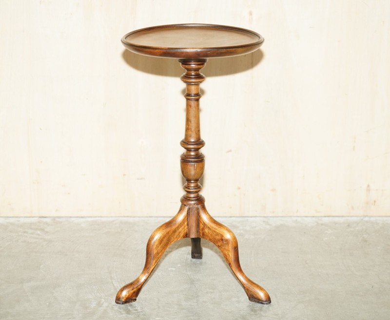 DECORATIVE NICELY TURNED MAHOGANY TRIPOD LAMP SIDE END WINE OCCASIONAL TABLE gallery