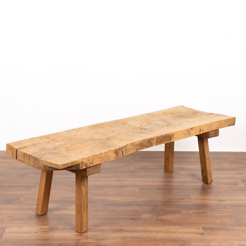 Antique Rustic Slab Wood Coffee Table with Splay Legs