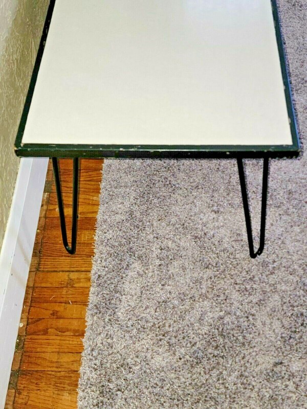 MCM Vtg Coffee Table Retro Formica Top Gray w Metal Hairpin Legs Home Furniture gallery
