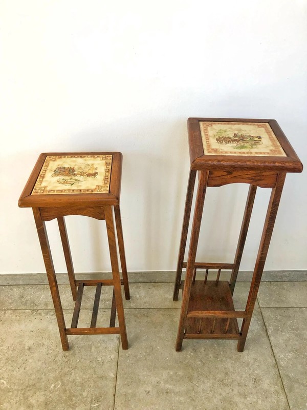French art deco table, two-tiered stands (set fo 2), table with horse and carria