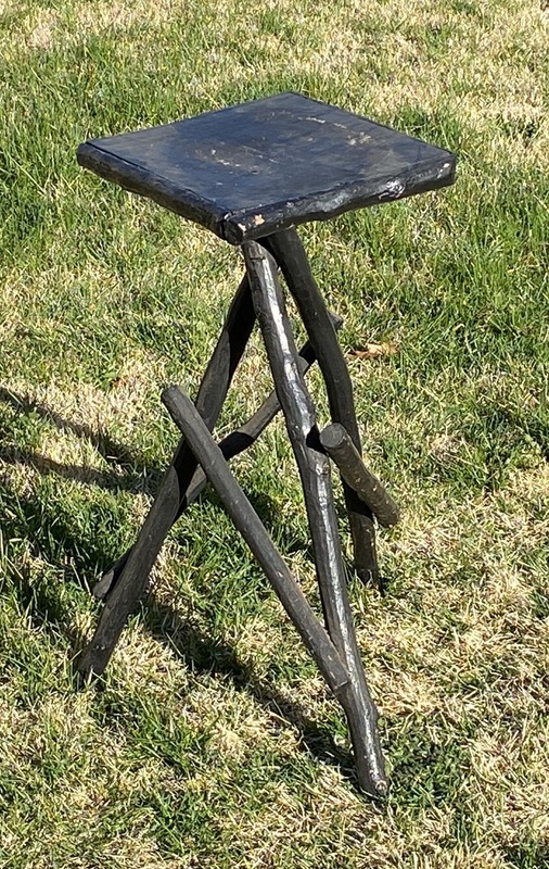 Antique Adirondack Twig Table ADK Primitive Folk Art Rustic Tramp Art Wood Stand