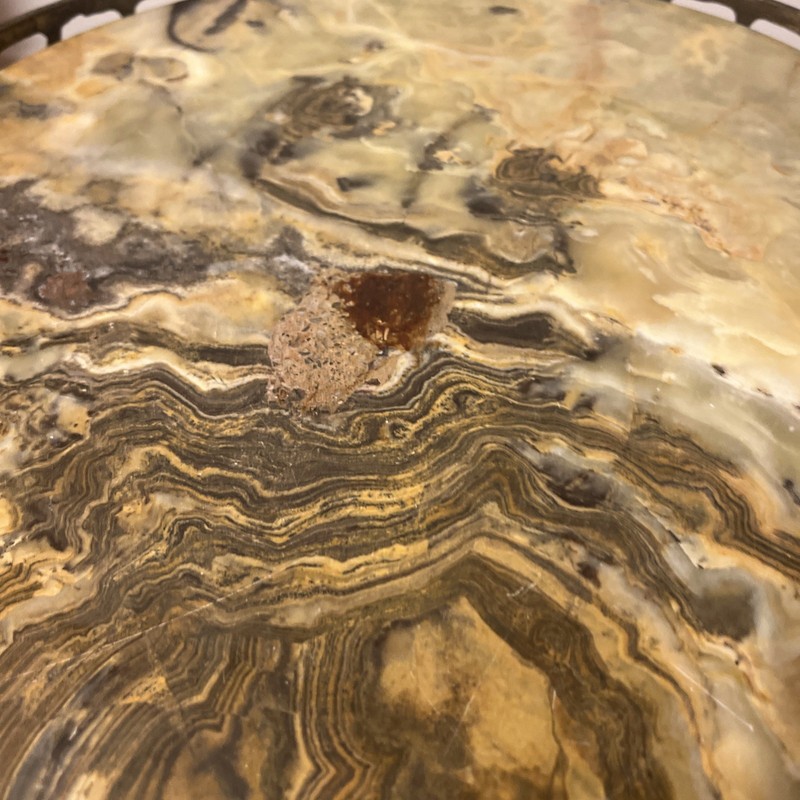 14” Circular Onyx And Brass 1920’s Argentine Table gallery