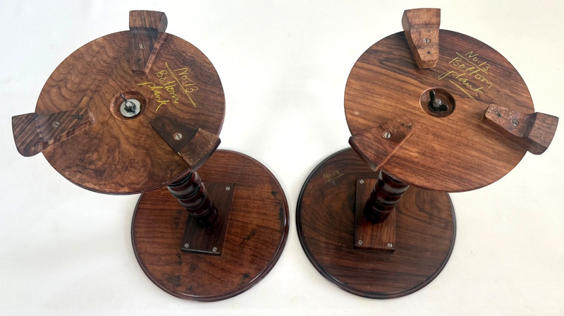 Anglo-Indian Faux Bamboo Rosewood Marquetry Pedestal Stand Table, a Pair gallery