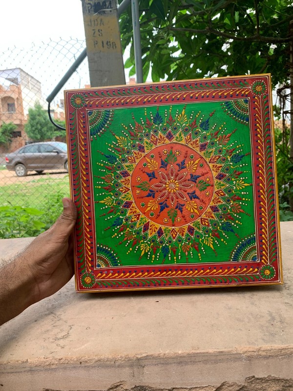 Handcrafted Wooden Chowki Indian Traditional Decorative Bajot Pooja Stool Gift gallery