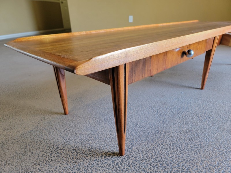 Mid Century Bassett "surfboard" coffee table *RESTORED*STUNNING* gallery