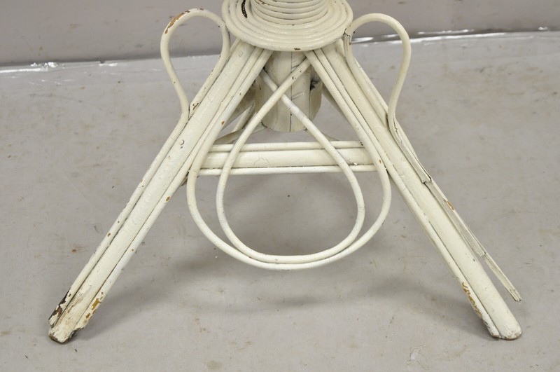 Antique Victorian Bentwood Wicker Rattan White Painted Accent Side Table gallery