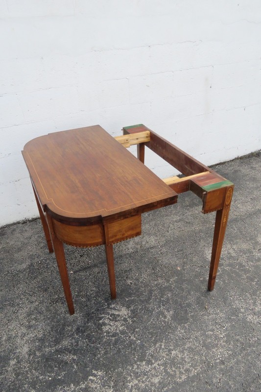 Mahogany Inlay Console Card Dinette Dining Extension Table 6082 gallery