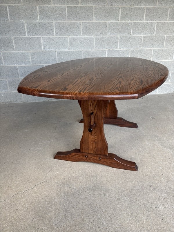 HUNT COUNTRY FURNITURE SOLID OAK 66" TRESTLE BASE DINING TABLE - (SEATS 6) gallery