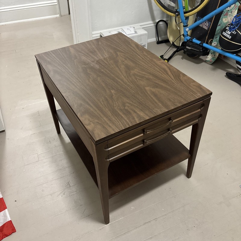 Mid Century Walnut Formica Top End Table / Side Table by Mersman (ET16)
