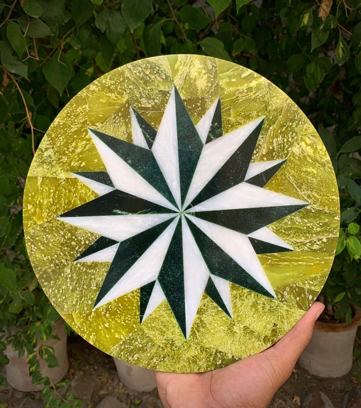 Vintage Serpentine Round Table with Star Inlay Elegant Antique Accent Handmade gallery