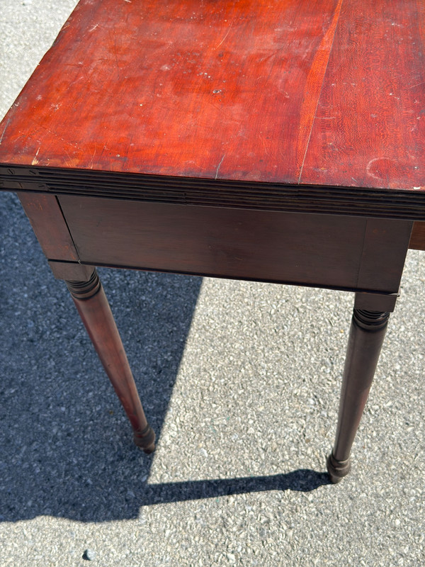 antique cherry sheraton console game card table 1 drawer 1820 old finish gallery