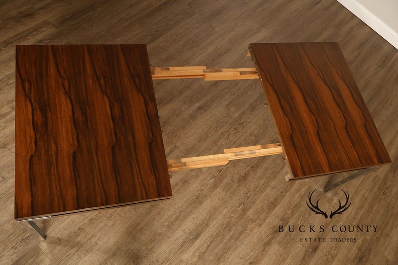 Mid Century Modern Expandable Rosewood and Chrome Dining Table gallery