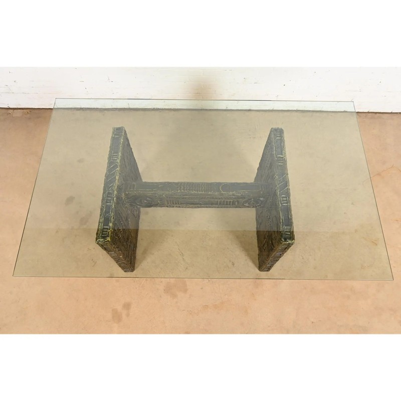 Adrian Pearsall Mid-Century Modern Brutalist Glass Top Dining Table, 1960s gallery