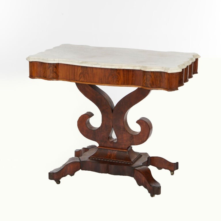 Antique Classical American Empire Mahogany & Marble Console Table, C1840 gallery