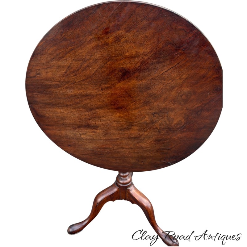 Antique walnut Queen Anne tea table 1760 18th birdcage tilt pad feet country gallery