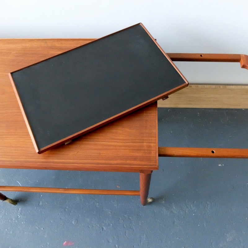Mid Century Modern 1950s 1960s Niels O. Moller Teak Bar Cart Denmark JL Mollers gallery