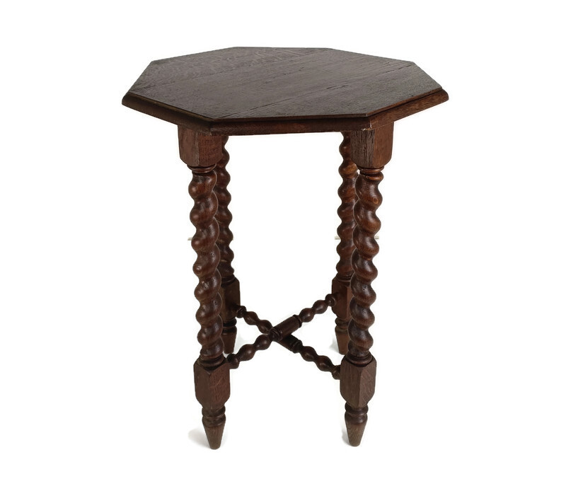 Octagonal Hand Carved wood Pedestal Table Plant Flower Bonsai Stand Side Table B