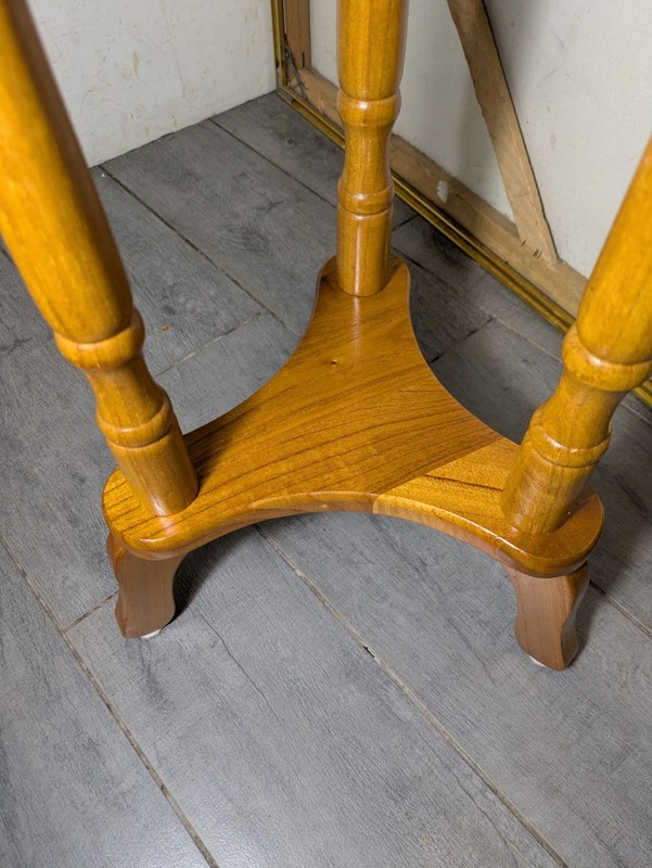 Vintage Powell Round Wood Side Pedestal Table Plant Stand Rustic Country D73 gallery