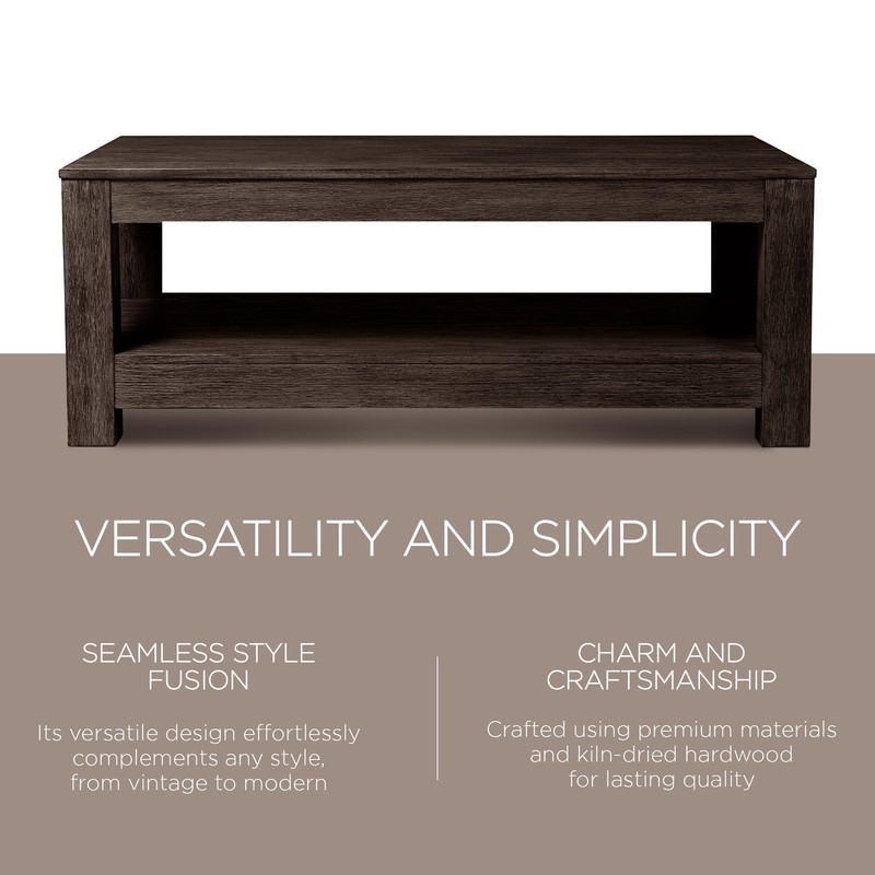 Maven Lane Paulo Wooden Coffee Table in Weathered Brown Finish (For Parts) gallery