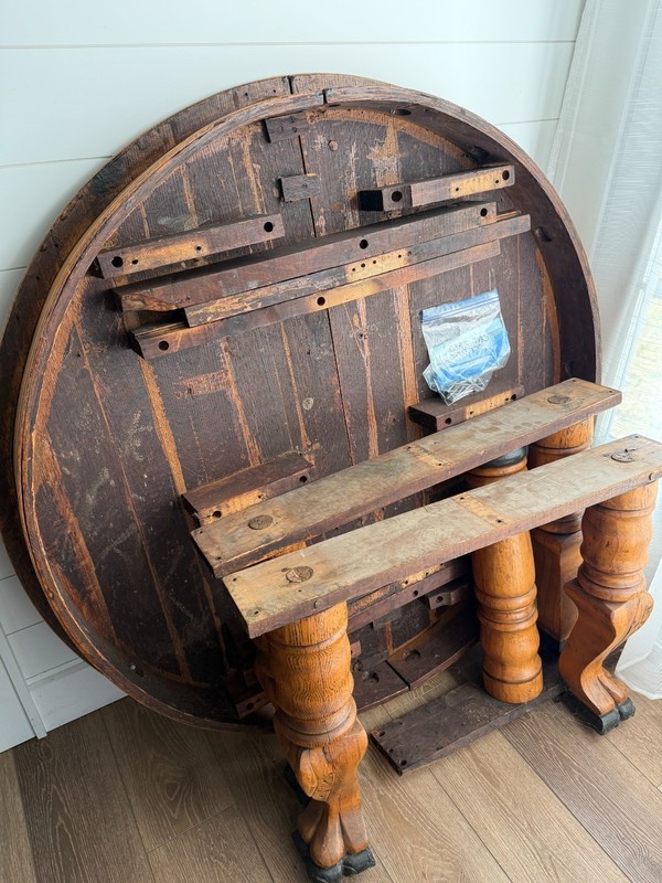 American Pale Oak Circular Dining table Circa 1900 gallery