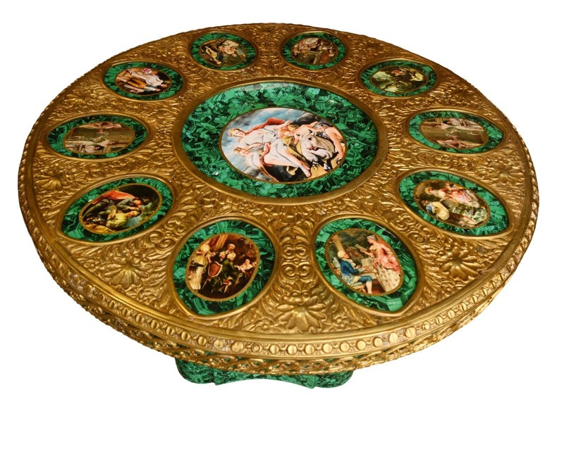 Napoleon III Malachite Centre Table Painted Plaques French Revival gallery