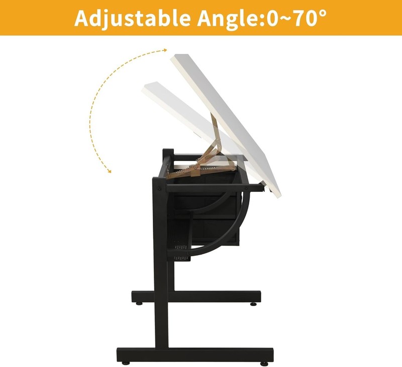 Adjustable Drafting Table with Stool & Storage Art Desk for Drawing Crafting gallery