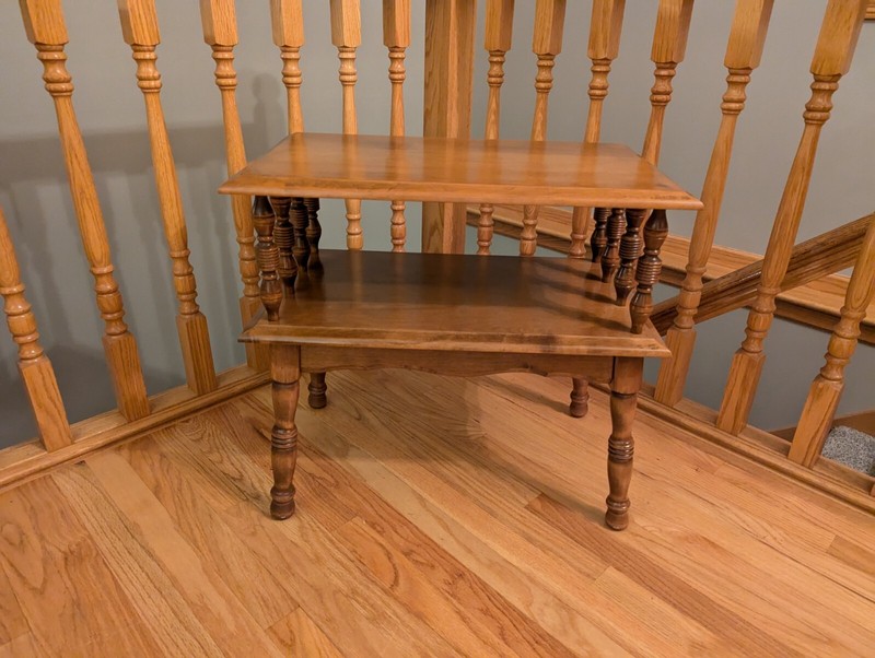 VINTAGE GEORGE B BENT TIERED ACCENT SIDE TABLE MAPLE
