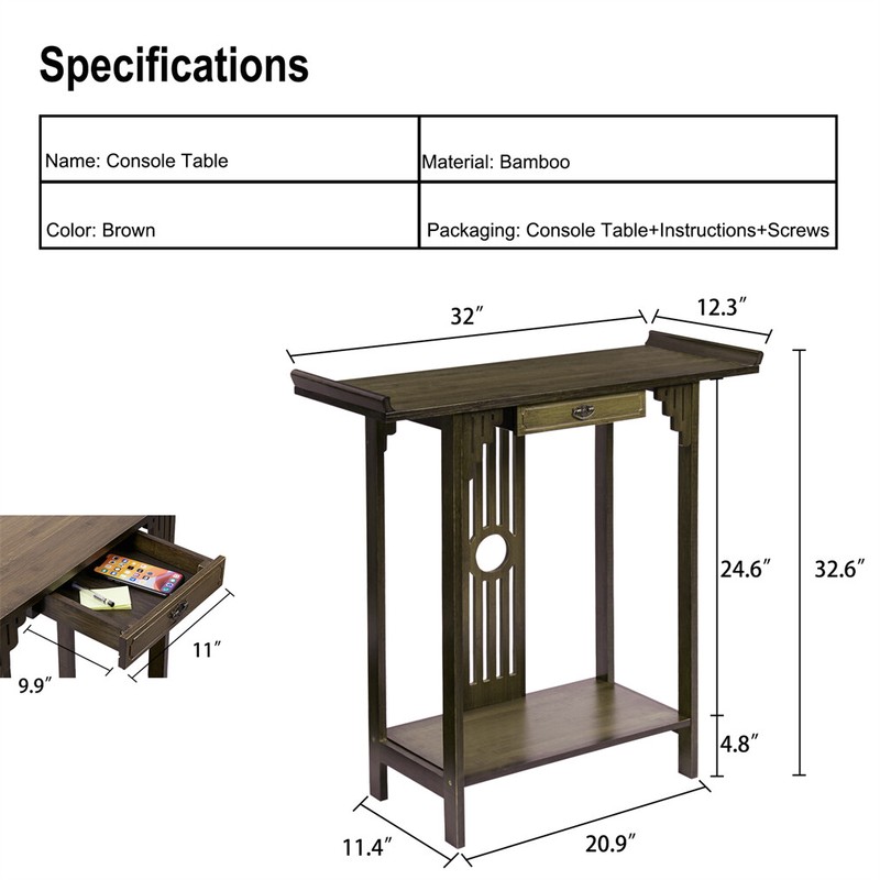 High Polish Narrow Console Table Hallway Table Entry Decor 2-Tier Storage Table gallery