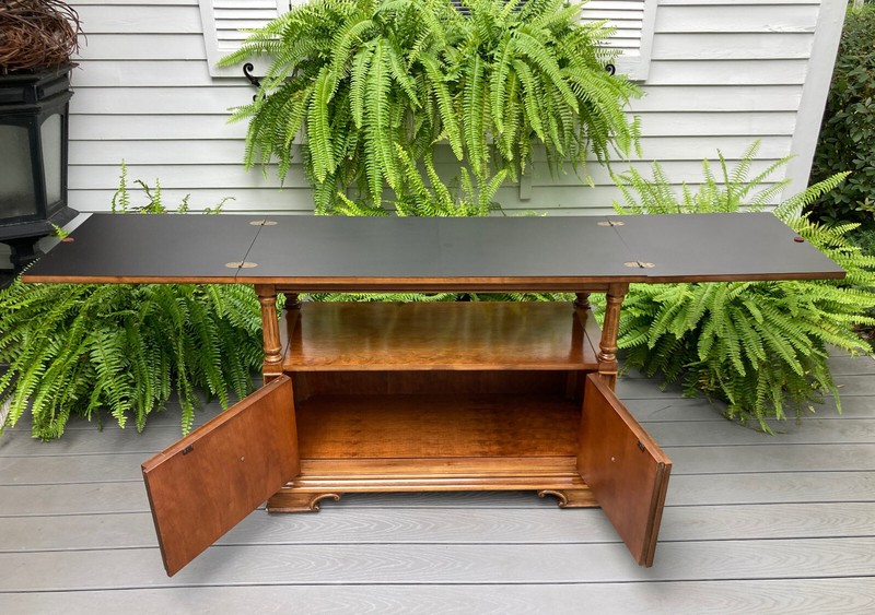 THOMASVILLE MID CENTURY FLIPTOP ROLLING BAR CART SIDEBOARD CABINET CONSOLE TABLE gallery