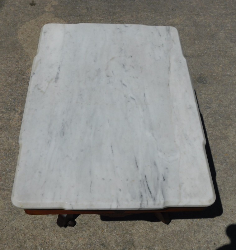 Walnut Victorian Marble Top Coffee Table gallery