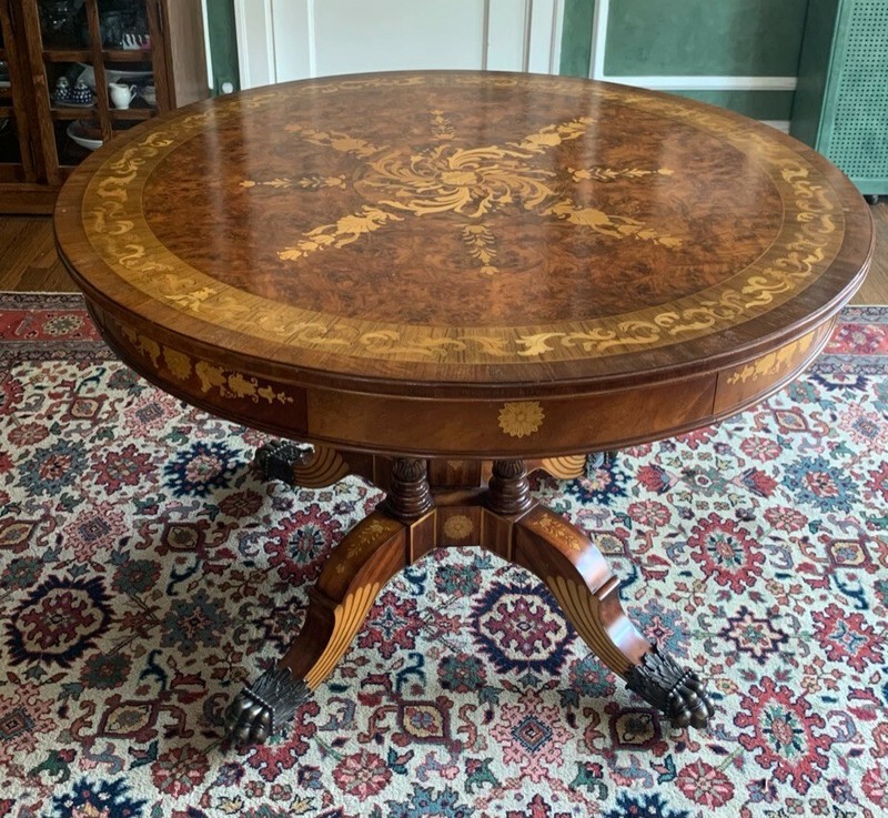 Maitland-Smith #3030-773 Mahogany Round Table with Inlays (Pre-owned) 