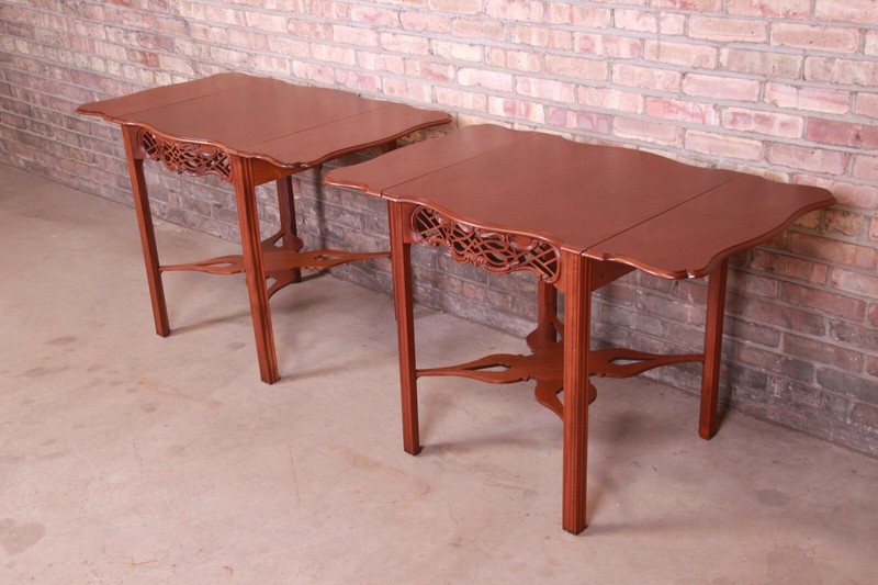 Baker Furniture Historic Charleston Chippendale Carved Mahogany Pembroke Tables gallery