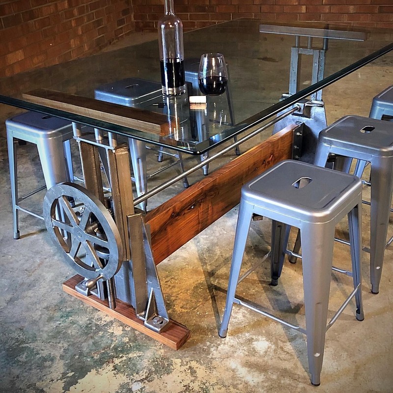 Beach Manufacturing Co. Cast Iron and Black Walnut Crank Table Base gallery