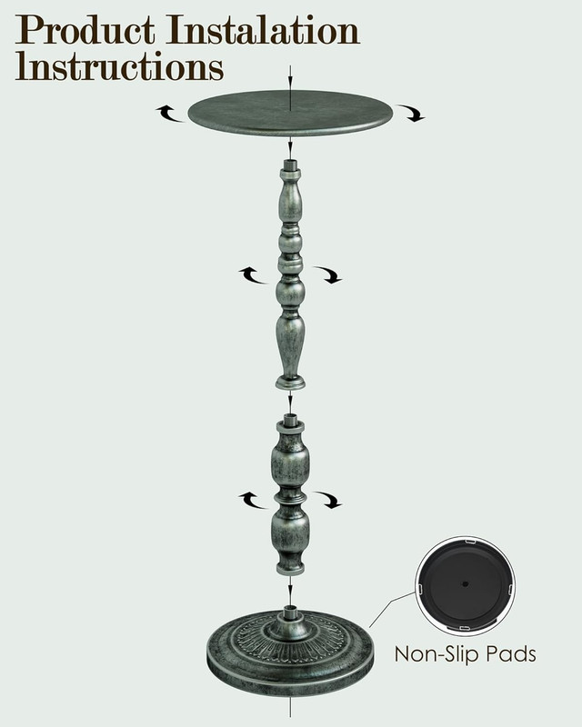 Art Deco Silver Side Table - 25" Accent Table in Polished Brass Finish gallery