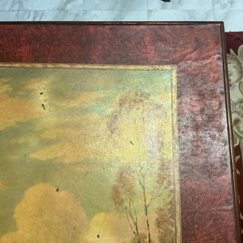Vtg( 1950s) WOOD PAINTED FOLDING BRIDGE TABLE/FIREPLACE SCREEN,30”Square,27” H gallery