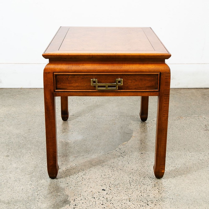 Mid Century Modern Nightstand Side Table Drawer Burl Brass Single Mcm Wood gallery