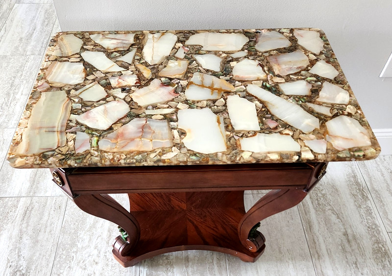 Rare Vintage Arturo Pani Tabletop Onyx Abalone w/or without Wood Table Glorious! gallery