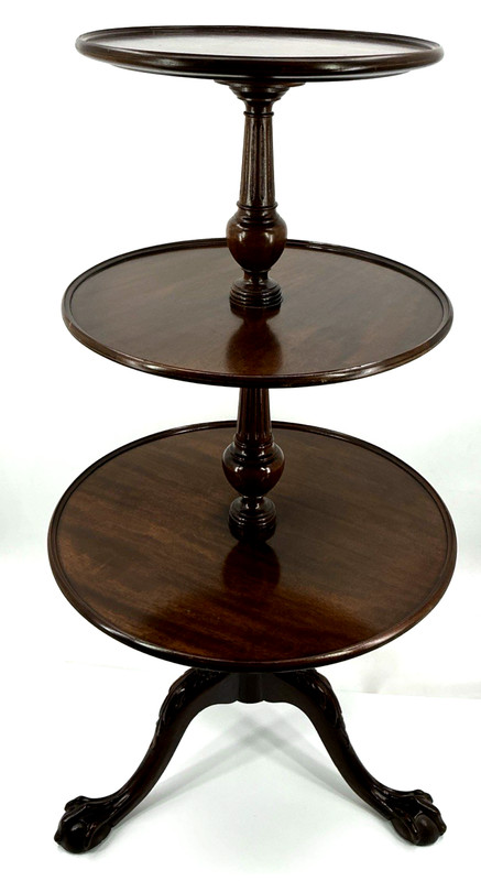 Grand Rapids Mahogany 3-Tier Pie Crust Table Chippendale Dumbwaiter Claw 2164