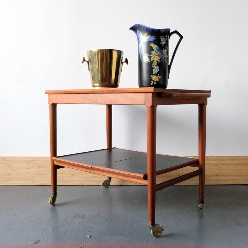 Mid Century Modern 1950s 1960s Niels O. Moller Teak Bar Cart Denmark JL Mollers