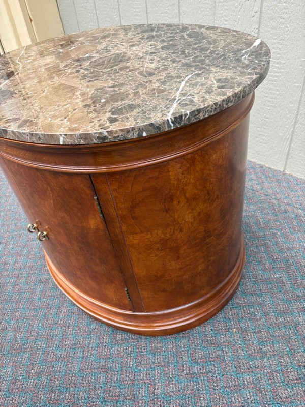 67824 Elegant Oval Marble Top Side Table with Storage Cabinet gallery