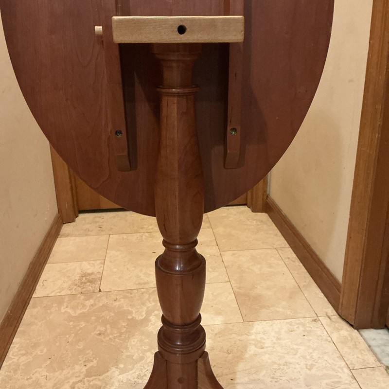 High Point Furniture Carved Cherry Tilt Top Table With Barn Etch Art! gallery