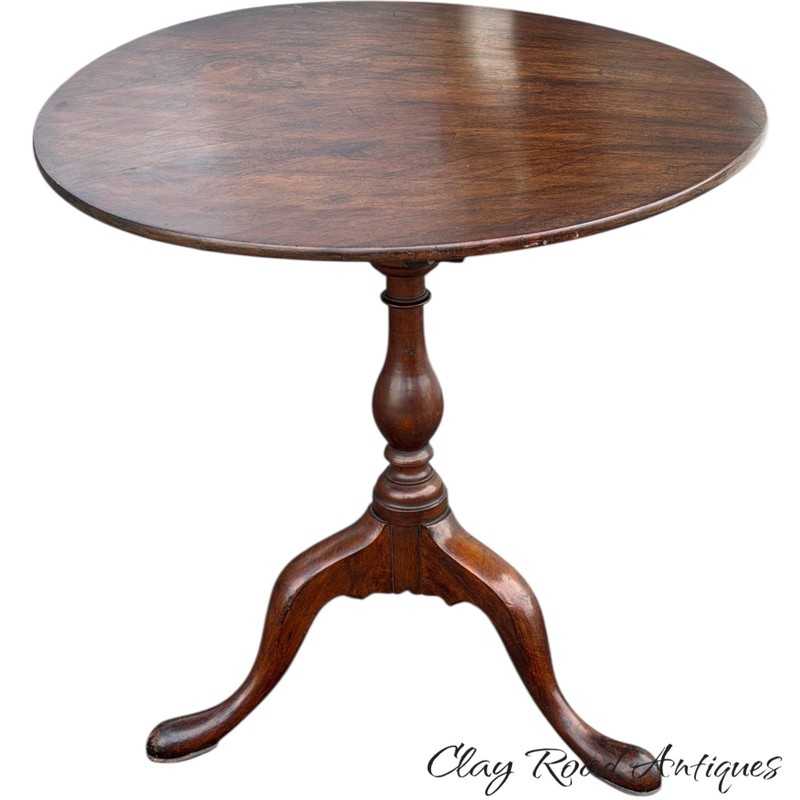 Antique walnut Queen Anne tea table 1760 18th birdcage tilt pad feet country gallery