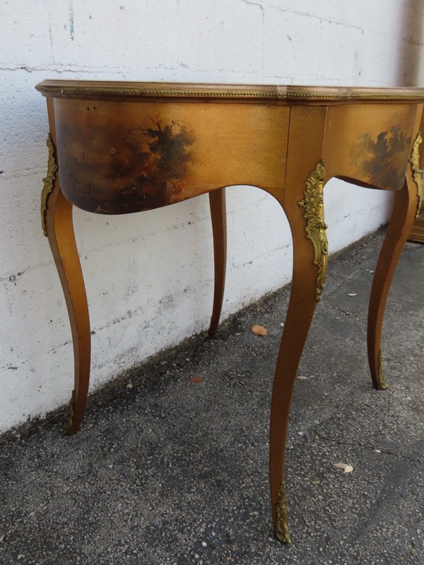 Late 1800s French Hand Painted Large Center Table 6244 gallery