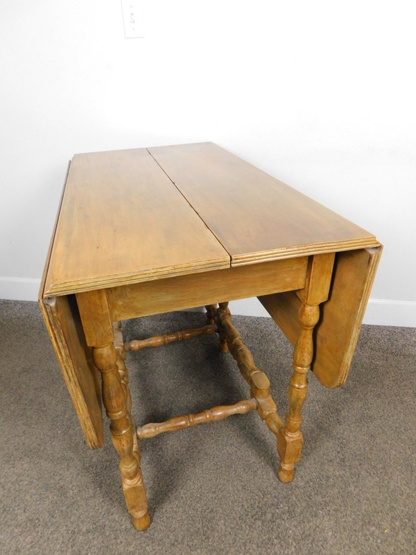 Antique Elm Finish 40s Jacobean Turned Gate Leg Drop Side Ext Dining Table SHIPS gallery