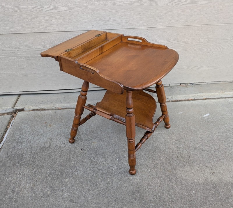 Vintage Sprague & Carleton Mid Century Modern Maplelux Maple Wood Step Table gallery