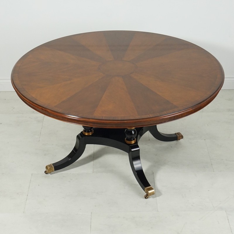 Stunning Mahogany Piano Black Round Dining Kitchen Table Gold Leaf gallery