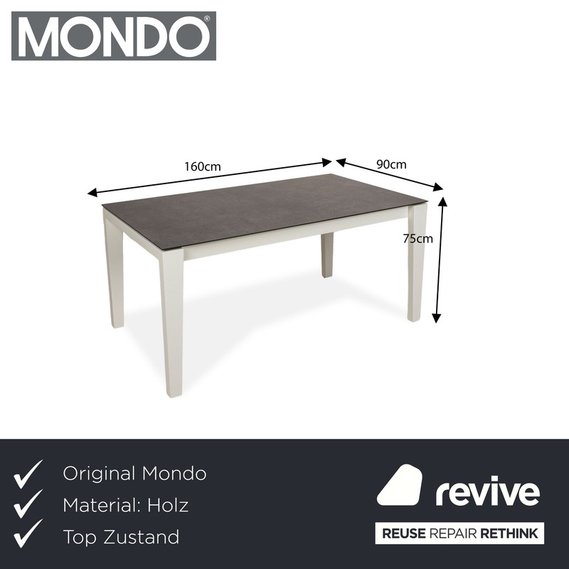 Mondo Qbis Dining Table Wood Resin Gray White gallery